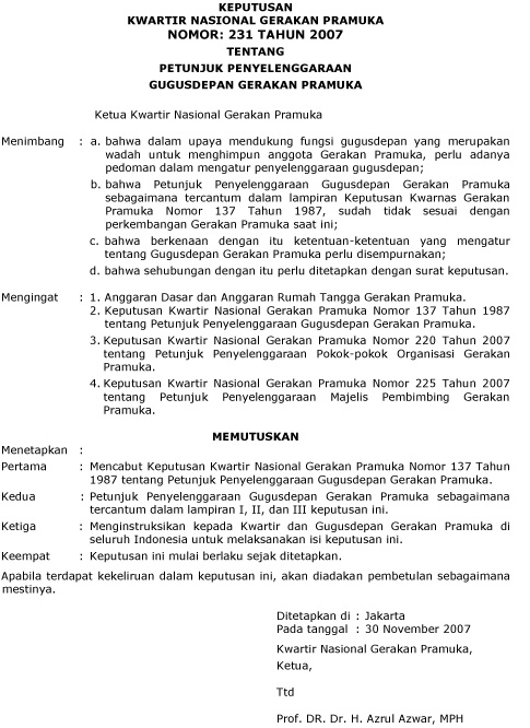 Sampul of Petunjuk  Penyelenggaraan Gugusdepan Gerakan Pramuka